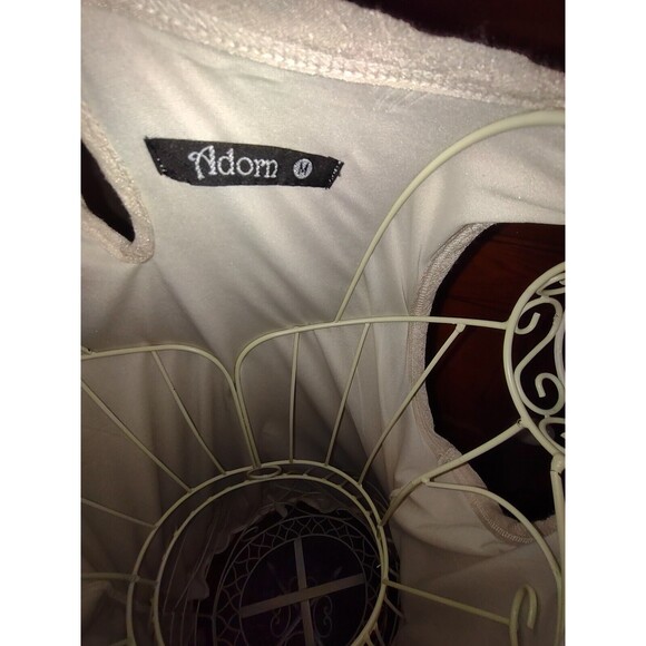 5/$25 EUC Sz Med Adorn Linen Cream/Brown Ruffle Dress Boho Hippie Lined - Picture 5 of 5